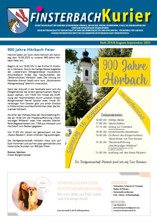 Finsterbach Kurier August-September